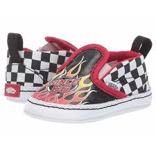 vans kids slip on v crib infant toddler race flame black