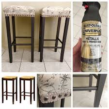 How To Take Some Inexpensive 45 Pair Walmart Stools With Rush Seats From Boring To Beautiful Rustoleum Flat Sot Iron Spray Stool Rustoleum Metallic Paint