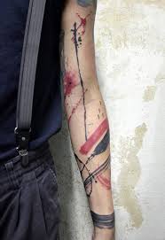 Linework black and red tattoos. Lina Tattoo Art