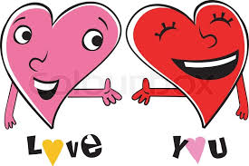 Two Cartoon Hearts Expressing Love And Stock Vector Colourbox Aaawwwww this picture is so adorable! two cartoon hearts expressing love and