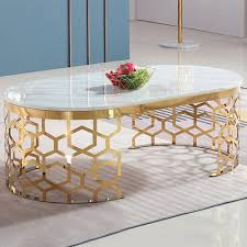 You could also make a decoupage table by gluing photographs, magazine cutouts, wallpaper, or other collage elements. Modern Oval Coffee Table Marble Top With Stainless Steel Frame Coffee Tables Living Room Furniture Furniture
