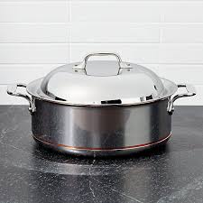 All Clad Copper Core 6 Quart Round Roaster With Lid Reviews Crate And Barrel Cookware And Bakeware Roaster All Clad