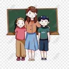 Guru Dan Murid Hari Guru Kartun Yang Digambar Tangan Png Grafik Gambar Unduh Gratis Lovepik