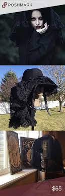 New Fedora Hat Black Lampshade Lace Veil Goth Punk Black Fedora Hat Lace Veils Long Lace Veil