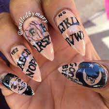Ouija Board Halloween Hand Painted Nail Art Stiletto Pointy Witch Nails Witch Nails Nails Halloween Nails
