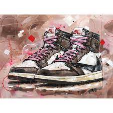 Available exclusively on la flame's webstore. Nike Air Jordan 1 High Travis Scott Malerei 40x30cm Jos Hoppenbrouwers Art