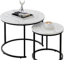 Amazon.com: aboxoo Round Nesting Coffee Table Side Table Set ...