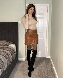 Crossdresser leather skirt