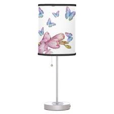 Girls Flower And Butterflies Table Lamp Zazzle Com In 2020 Butterfly Room Decor Butterfly Room Lamp