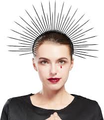 Buy Fantherin Mary Halo Crown Headband Spiked Halo Crown Sunburst Greek  Goddess Headpiece for Cosplay Halloween Costume Party (Black) Online at Low  Prices in India
