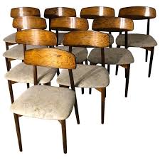 Needs Recovering But Gorgeous Wood Set Of 10 Rosewood Dining Chairs By Harry Ostergaard Dining Chairs Midcentury Modern Dining Chairs Dining Room Chairs Modern