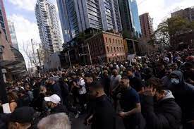 The police closed train stations to the area and banned taxis from driving. Coronavirus Anti Lockdown Protests Take Place Across Australia Including Sydney Brisbane In Pictures