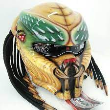 Predator Cosplay Helmet Motorcycle Custom Bikers Painted Helmet Handmade Airbrush Helmet Predator Helmet Futuristic Helmet Helmet Paint