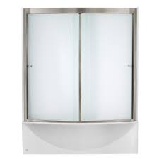 American Standard Ovation 60 In X 58 In Framed Sliding Tub Shower Door In Satin Nickel Am00496 400 295 The Home Depot