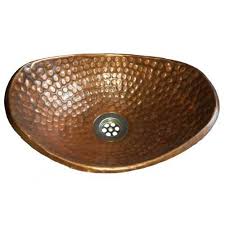 oval curvy small copper sink bowl