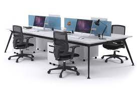 San Fran 4 Person Office Workstation Desk Black Leg 1200l X 800w Jasonl Office Furniture Office Workstations Work Station Desk Workstation