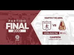 America cali boasts the success of 8, while deportes tolima was stronger in 7 matches, and in 3 matches, the teams failed to identify the strongest and went out of their way. Clasicos Dimayor America De Cali Vs Deportes Tolima 2000 America De Cali Campeon Youtube
