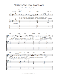 Fifty Ways To Leave Your Lover By Paul Simon Piano Vocal Guitar Right Hand Melody Digital Sheet Music