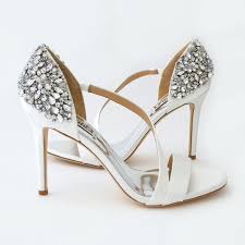 Badgley Mischka Pauline White Bridal Sandal Beaded Heel Bridal Shoes White Wedding Shoes Sparkly Wedding Shoes
