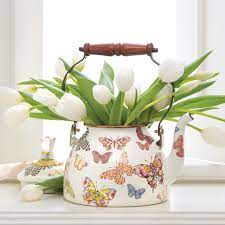 We Are Saying Farewell To Our Butterfly Garden Enamelware Pattern Limited Quantities Are Still Available Of Spring Decor Diy Butterfly Garden Mackenzie Childs