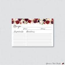 Marsala Floral Bridal Shower Recipe Cards Printable Flower Bridal Shower Recipe Card And Invitation Insert Rustic Recipe Cards 0033 Bridal Shower Recipe Cards Printable Bridal Shower Recipes Cards Bridal Shower Flowers