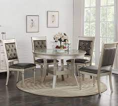 Eclipse Furnishings 5pc Silver Stella Collection Round Dining Table Set Round Dining Room Round Dining Table Sets Round Dining Room Sets