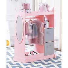 Clothing rack, nursery decor, dress up station, kids clothing storage, rack with canvas storage shelf, 40 inches tall x 38 inches long bundleandpine. Utex Kids Dress Up Storage With Mirror And Storage Bin Kids Armoire Dresser With 2 Drawers Costume Closet For Kids Pretend Storage Closet For Child Costume Storage Dresser Pink Walmart Com Walmart Com