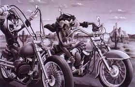 Bugs Taz Hitting The Highway Bike Artwork Biker Art Bike Art
