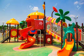 Outdoor furniture • swing set. Children Playground With Play Equipment For Kids Outdoor Stock Photo Picture And Royalty Free Image Image 123926800