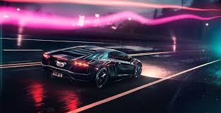 Neon Black And Blue Lamborghini Neon Demon Lamborghini Aventador Cheap Sports Cars Car Wallpapers