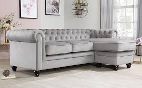 Black sofa bed immaculate corner sofa l shape. Hampton Grey Velvet L Shape Chesterfield Corner Sofa Furniture And Choice
