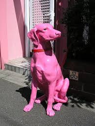 Pin By Bette On Stunning Colors To Explore Pink Dog Dog Statue Pink Animals