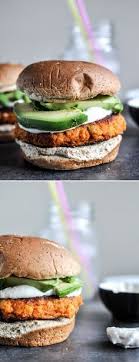 Smoky Sweet Potato Burgers With Roasted Garlic Cream And Avocado Recipe Sweet Potato Burgers Cooking Recipes Vegetarian Dishes