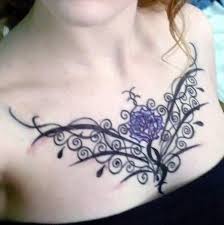 Tattoo Blue Tribal Rose On Chest Chest Tattoos For Women Tribal Chest Tattoos Chest Tattoo