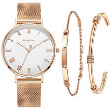 Mamona women's quartz watch gift set crystal accented ceramic and stainless steel black l3877bkgt: Mamona Frauen Mesh Rosa Gold Armbanduhr Mit Weissem Zifferblatt Armbanduhr Geschenk Set L3892rggt Amazon De Uhren