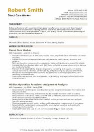 Direct Care Worker Resume Samples Qwikresume