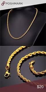 New 18k Gold Plated Rope Chain Gold Chains For Men Chains For Men Gold Necklace For Men