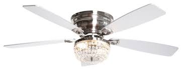 Flush mounted ceiling fans with remote. 48 In Satin Nickel Crystal Flush Mount Ceiling Fan With Remote And Light Kit Transitional Ceiling Fans By Flint Garden Inc Houzz