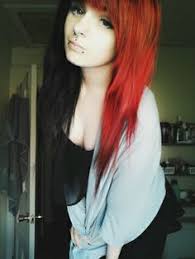 Fani 22 inch half black half white long straight wigs women middle part wig synthetic hair wigs for halloween cosplay makeup party replacement hair. 40 Half Black Half Red Hair Ideas Hair Red Hair Cool Hairstyles