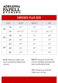 Adrianna Papell Evening Dresses Plus Size Chart Via Macys