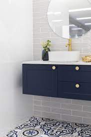 Don't worry, we didn't trash the blue sink & toilet. Hamptons Coastal Bathroom Tiles In 2020 Patterned Bathroom Tiles Blue Bathroom Tile Tile Bathroom