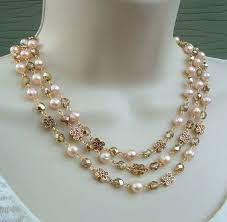 Freshwater Pearl Triple Strand Etsy Classic Pearl Necklace Simple Silver Jewelry Beaded Necklace Diy