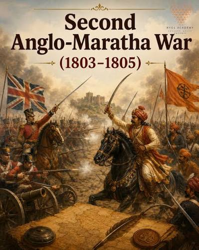 The Second Anglo-Maratha War (1803–1805) marked a decisive phase in British expansion in India. Triggered by Maratha internal rivalries and the Treaty of Bassein, the conflict weakened Maratha power and paved the