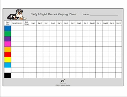 Daily Weight Record Keeping Chart