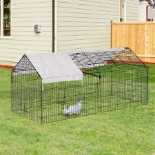 4 elemente100x47cm für kaninchen, meerschweinchen und hundewelpen modular erweiterbar mit sonnenschutznetz, welches die hälfte des freigeheges abdeckt und mit klettverschluss angebracht mit 2 türen und 2 deckenklappen #karlie #freigehege #sonnenschutz. Pawhut Freigehege Kaninchenstall Mit Sonnenschutz Metall Beige Freilaufgehege Hasenkafig 220x103x103cm Freilaufgehege Aosom Deutschland