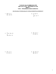 Soalan Persamaan Linear Serentak