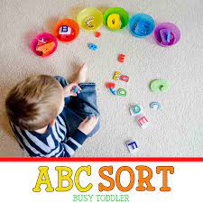 Here ﻿are some simple literacy and math activities to theme with valentines month. Abc Sort Toddler Literacy Activity Busy Toddler