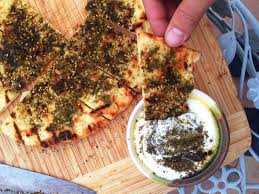 grilled flatbread with olive oil and za