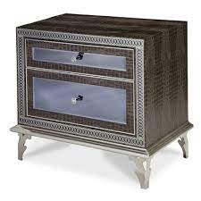 Michael Amini Hollywood Swank 2 Drawer Nightstand Color Amazing Gator Mesitas De Noche Acero Las Vegas