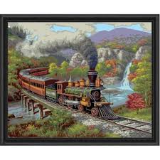 Plaid Fall River Train Paint By Number Kit Canvas Painting Diy Paint By Number Kits Paint By Number